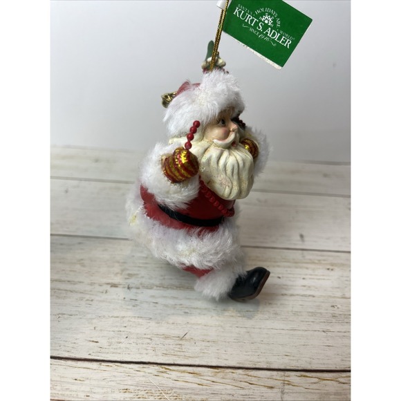 Kurt S Adler Santa Claus Hand Painted Christmas Ornament Faux Fur White 5-1/4" - Picture 4 of 8